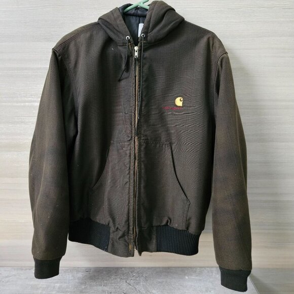Vintage CARHARTT Hooded Jacket Mens J21? Cordura Nylon Canvas Quilted 90s Size L - Picture 2 of 16